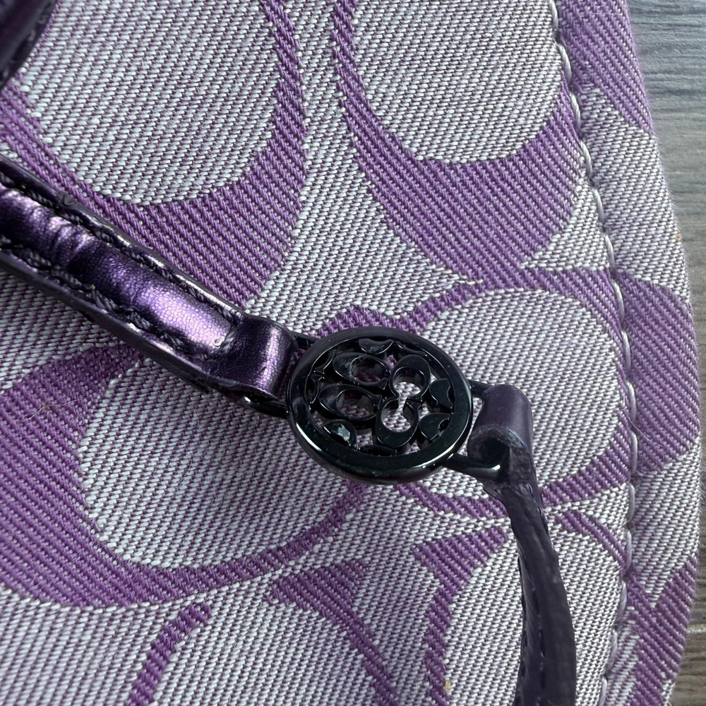 Coach Shirley Purple Signature Jacquard Thong Sandals Metallic Straps Womens 8B - Picture 11 of 13